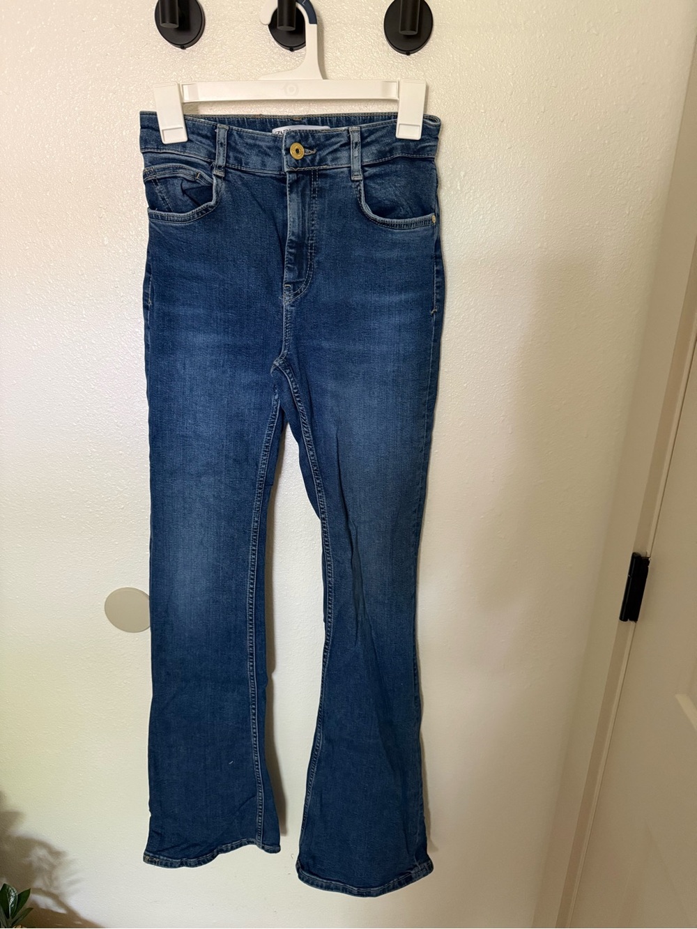 Zara Women's Dark Blue Flare Jeans